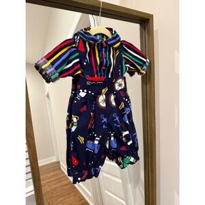 Vintage 90s Kids Nautical Ship Anchor Compass Striped Short Sleeve Shortall Set